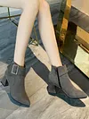 Chunky Heel Buckle Pointed-Toe Suede Martin Boots