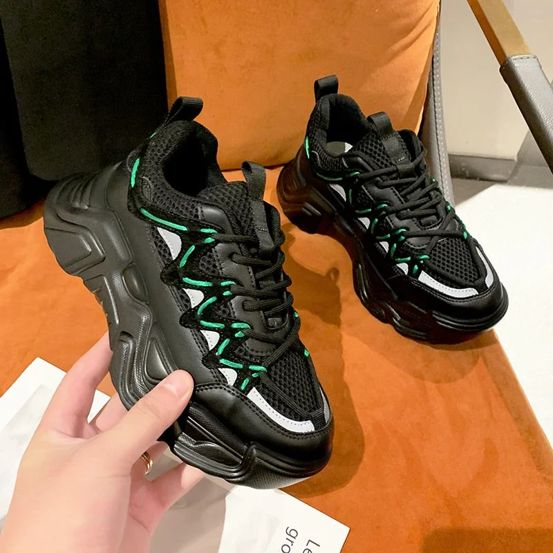 Fashion Women Chunky Sneakers Height Increasing Thick Bottom Women's Casual Shoes Designer Ladies White Black Dad Sport Shoes
