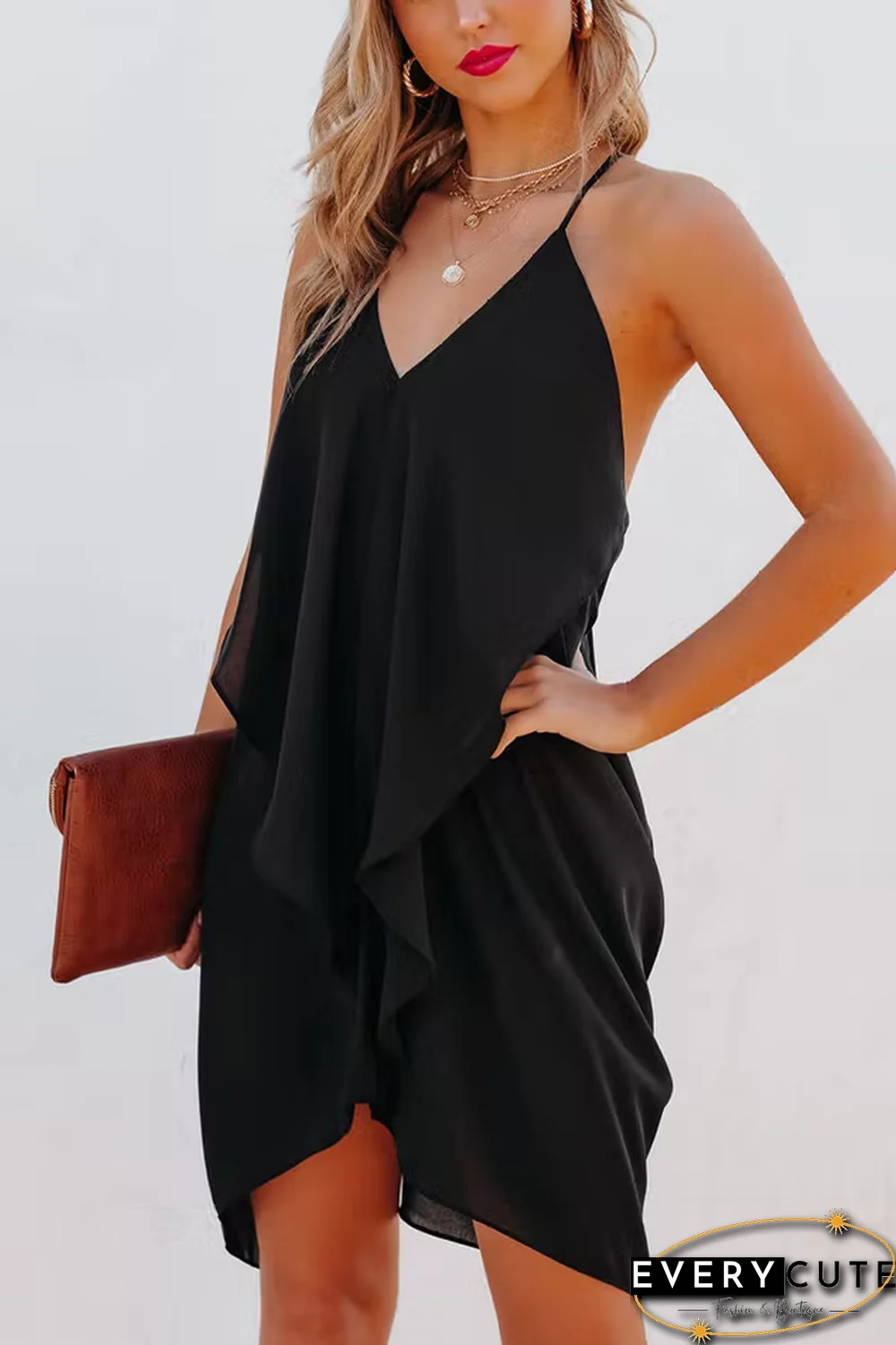 Such A Flirt Halter Ruffle Dress