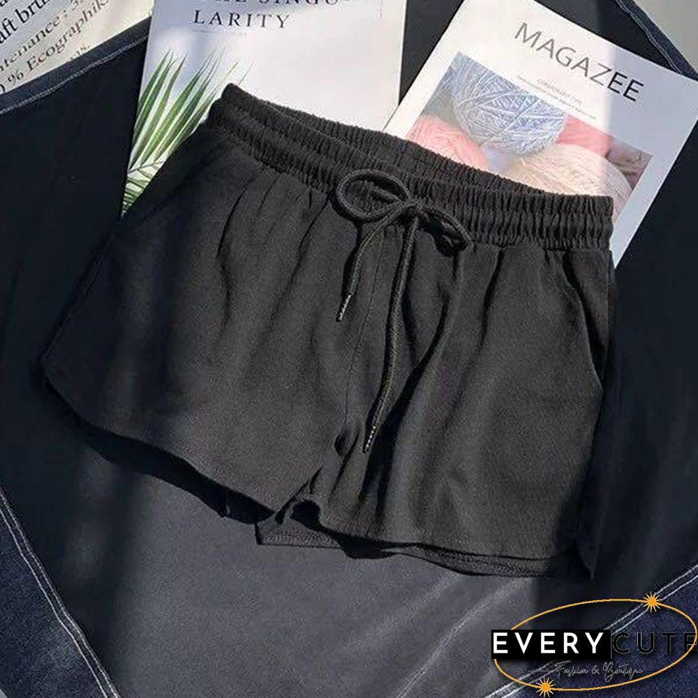 Women Shorts Summer Casual Solid Drawstring Shorts High Waist Loose Shorts For Girls Soft Cool Female Short S-3XL