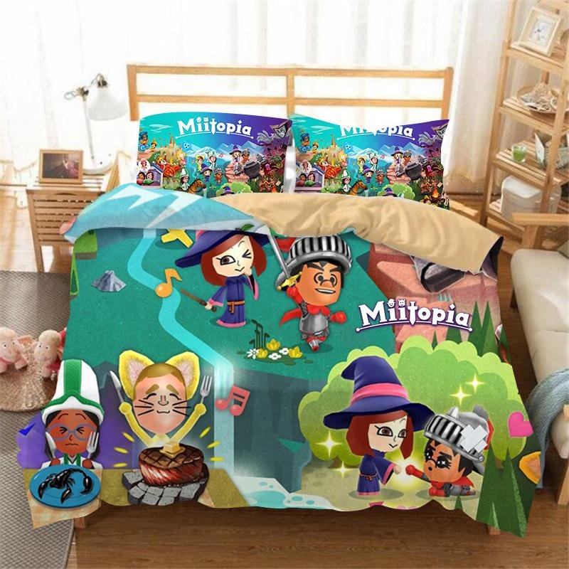 Miitopia Bedding Set Bed Quilt Cover Pillow Case Home Use