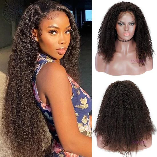 Yvonne Free Shipping Kinky Curly Human Hair Wigs Full Lace Wigs For Black Women Natural Color With Baby Hair Around 