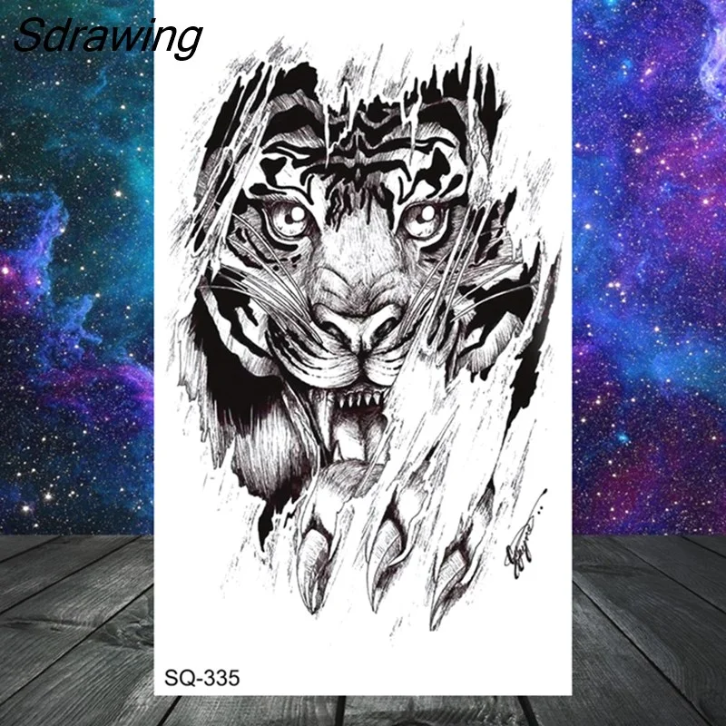 Sdrawing Tribal Anchor Scorpion Dragon Thorns Temporary Tattoos For Women Men Kids Cross Tatoo Butterfly Skull Fake Tattoo Small