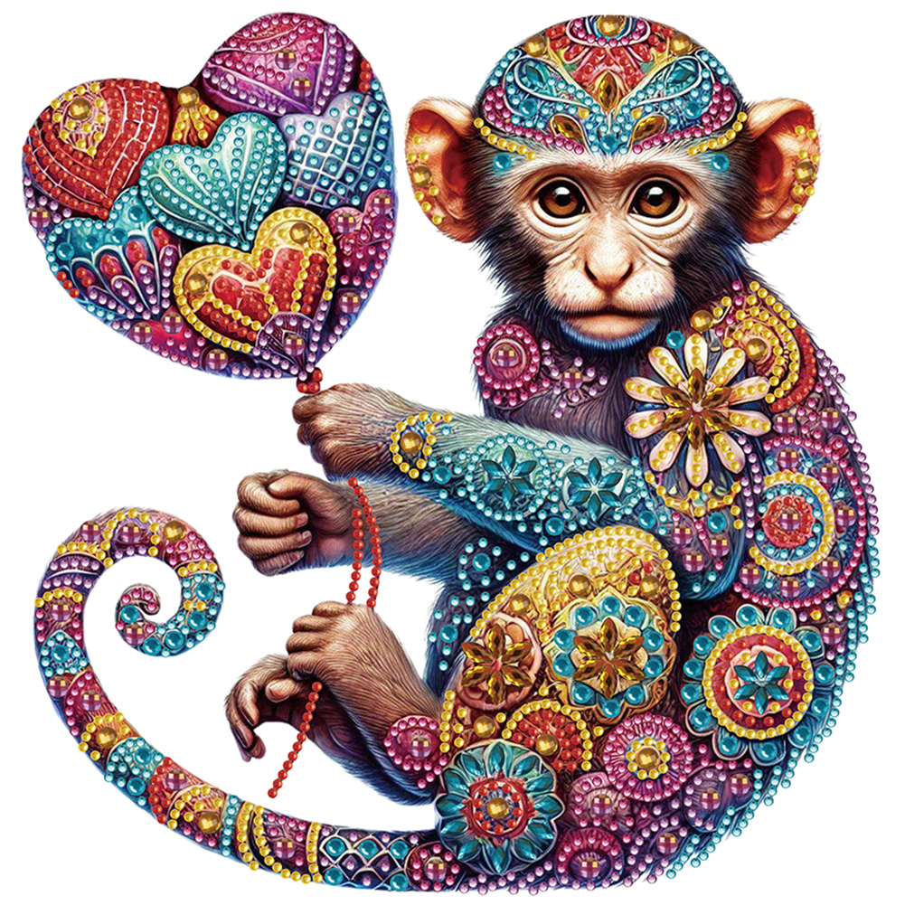 Mandala Pattern Monkey 30*30cm(canvas) special shaped drill diamond painting