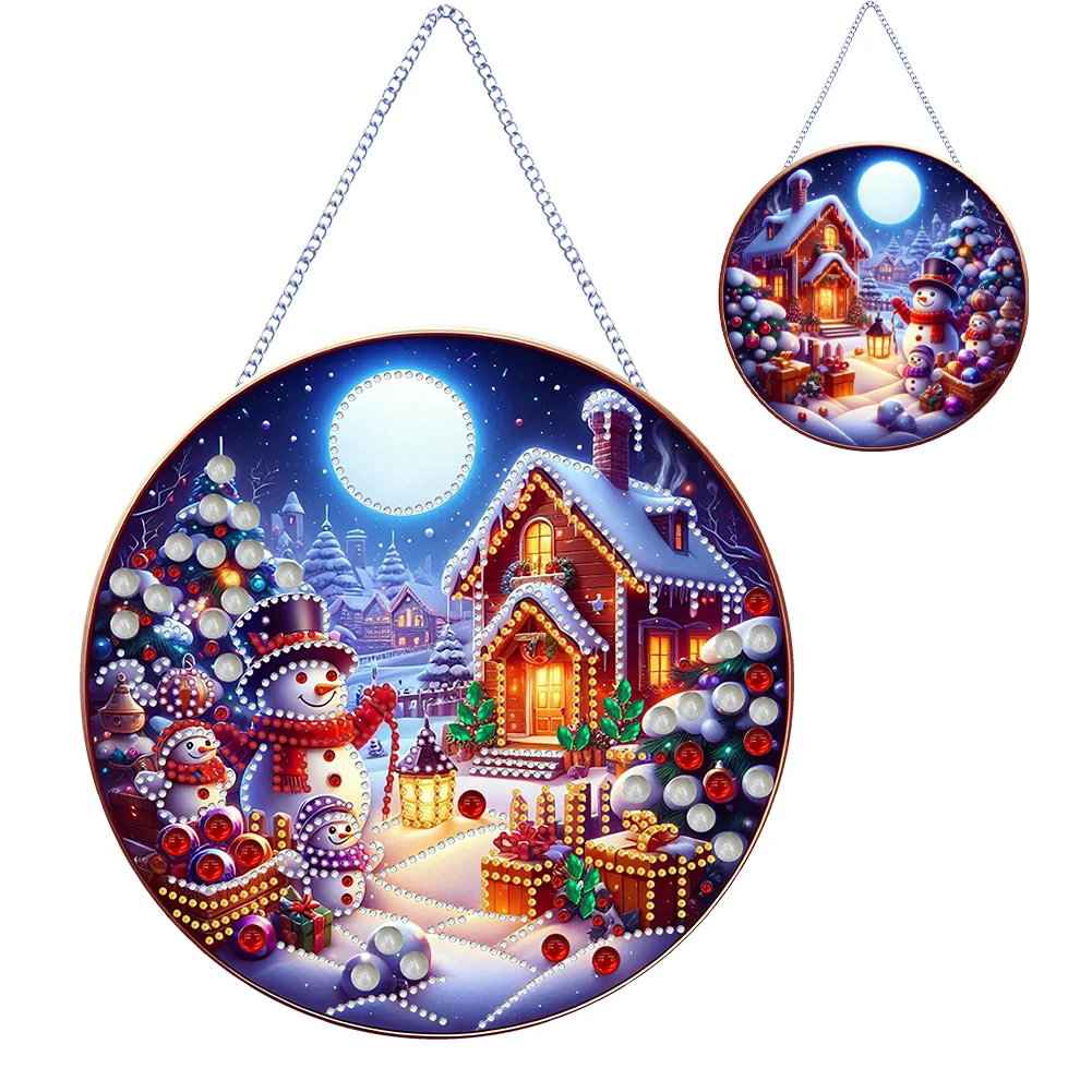 DIY Christmas Snowman Diamond Painting Hanging Pendant for Home Decor