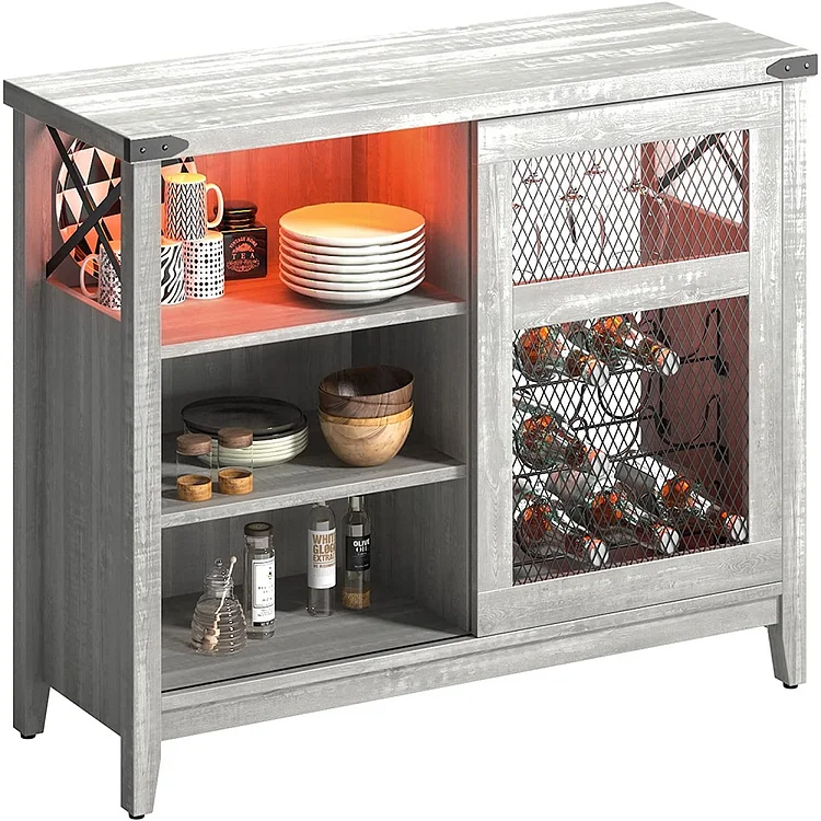 Bestier RGB Sideboard Buffets with Sliding Door
