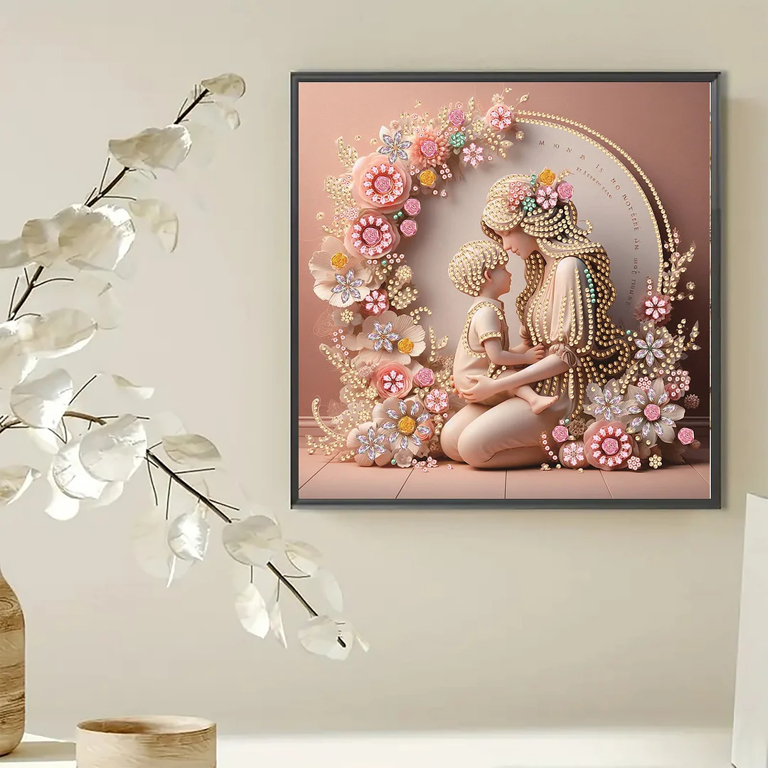 Diamond Painting - Partial Special Shaped Drill - Mother Son Warmth(Canvas|30x30cm)