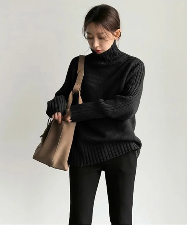 Comfortable Solid Color Knit Long Sleeve Sweater - yankia