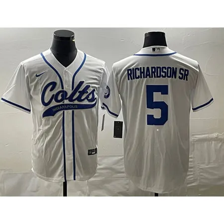 Men's Indianapolis Colts #5 Anthony Richardson Sr. White Cool Base Stitched Baseball Jersey