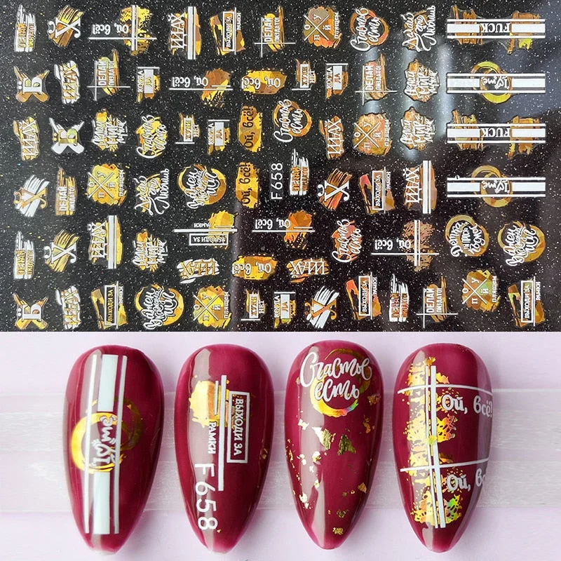 1pcs Black Gold Sping Leaves 3D Nail Sticker Coconut Tree Leaf Pattern Adhesive Transfer Decals Shiny DIY Nail Decoration