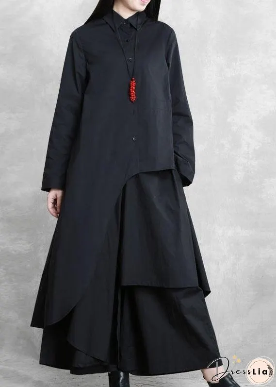 Vintage Black Fashion Casual Asymmetrical Design Fall Wide Leg Pants