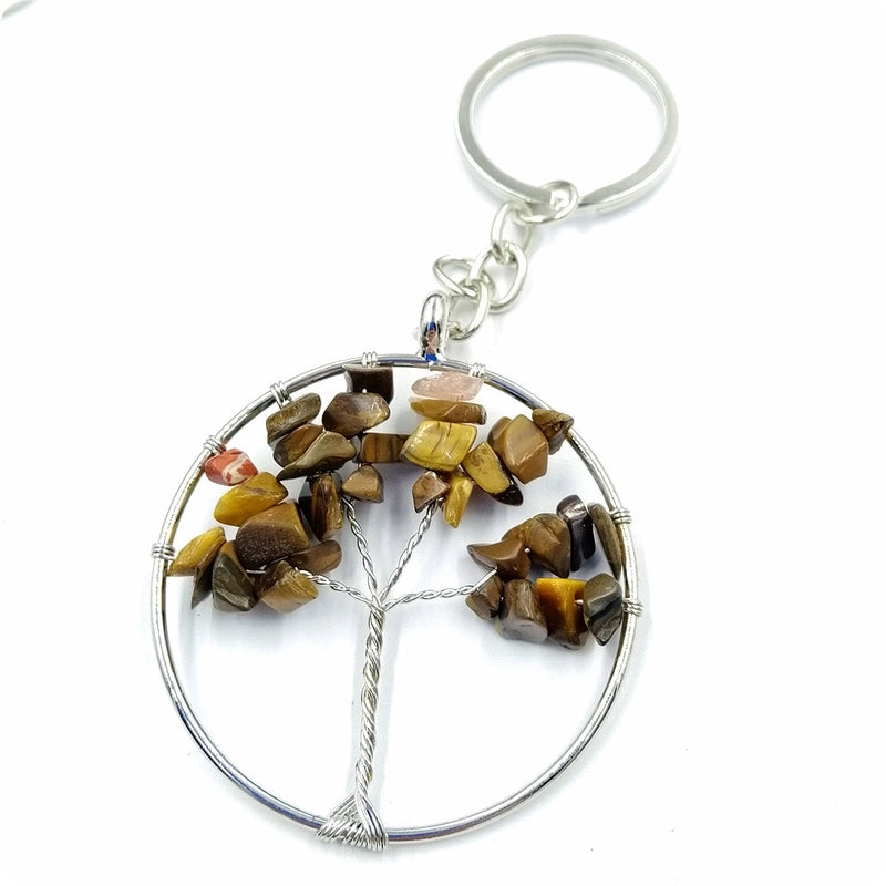 Elegant Minimalist Life Tree Crystal Copper Plating Keychain