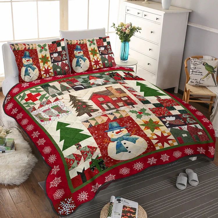 🔥kukelife🔥Christmas Snowman TL06102303QB Quilt Bed Sheet