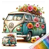 Flower Van Full 18CT DIY Stamped Cross Stitch Kits for Beginners Adults Home Decor Cross Stitch Art and Crafts Kits 9.75x9.75in