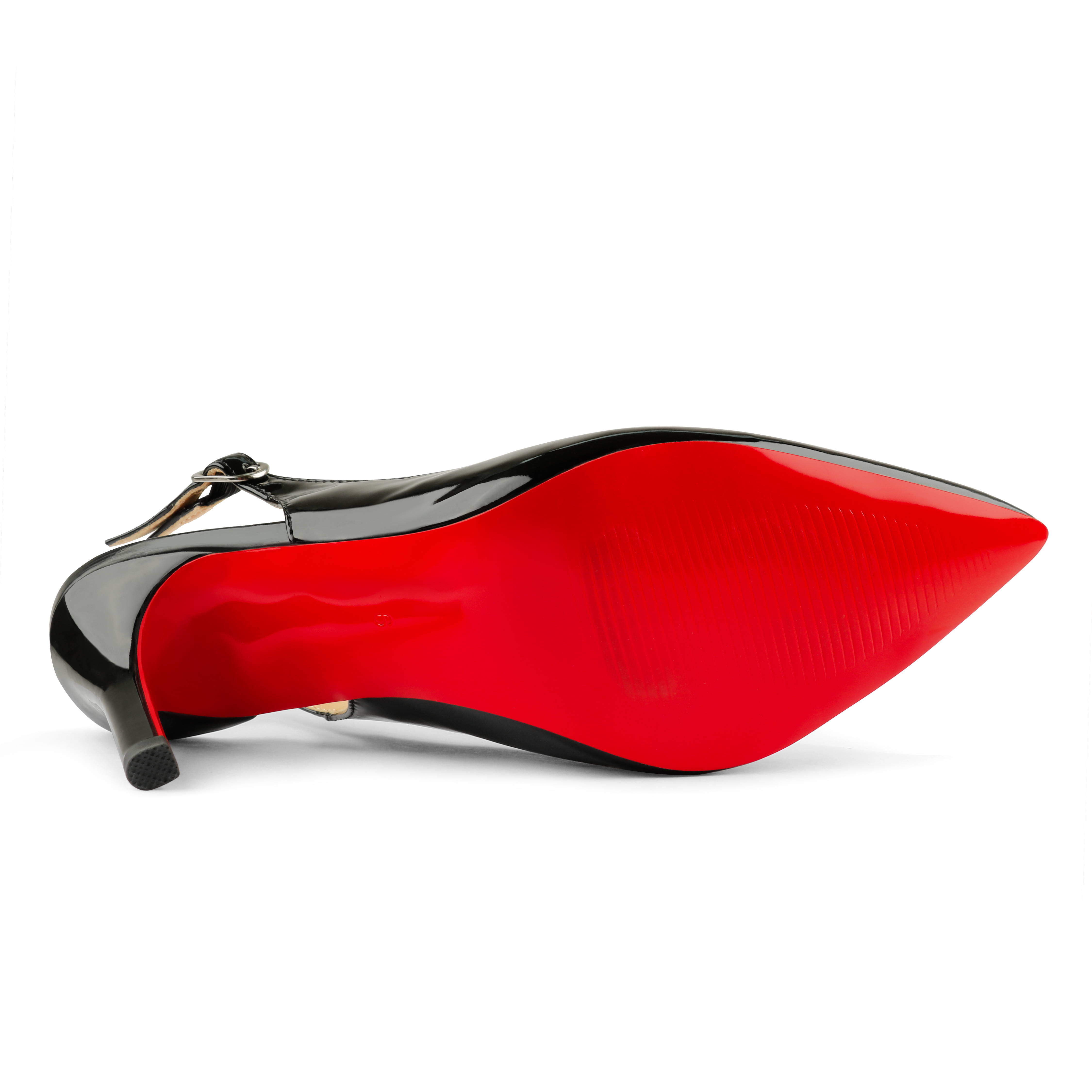 90mm Mid Heels for Women Slingback Pumps Sandals Pointed Toe Pumps Red Bottoms Shoes-MERUMOTE