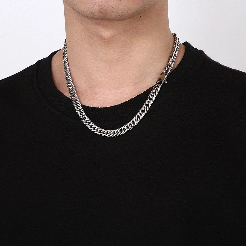 Hip-hop Retro Solid Color Titanium Steel Chain Men’s Necklace
