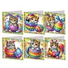 (US Only)6PCS DIY Easter Pattern Rhinestone Diamond Art Mosaic Postcards for Friends