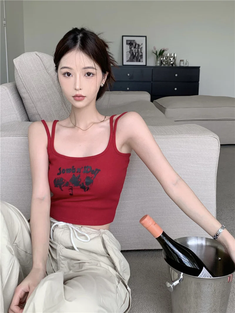 Brownm Brownm Celebrity Hot Girls Short Crop Wearing A Small Strap Student Jacket 2024 Summer Slim With A Strapless Vest Female
