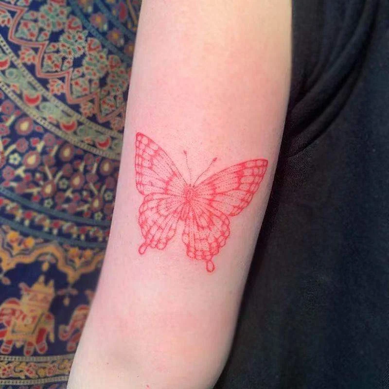 1PC Red Butterfly Waterproof Fake Tattoo Stickers For Men Women Arm Waist Leg Water Transfer Temporary Tattos Party Flahs Decals