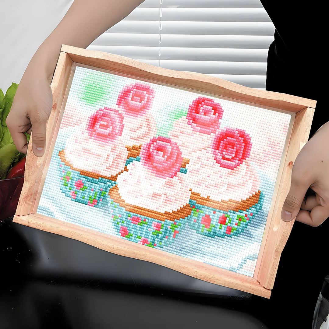 Diamond Painting Nesting Food Trays with Handle Coffee Table Tray(30*20cm)