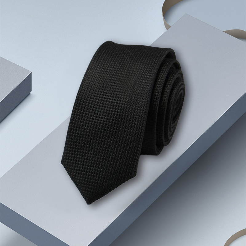 Cravate en soie noire unie de 5 cm pour hommes- SOIE PLUS