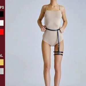 pornhint Pornhint Sexy authentic leather leg harness with straps, ddlg waist leg garter, bdsm female accessories