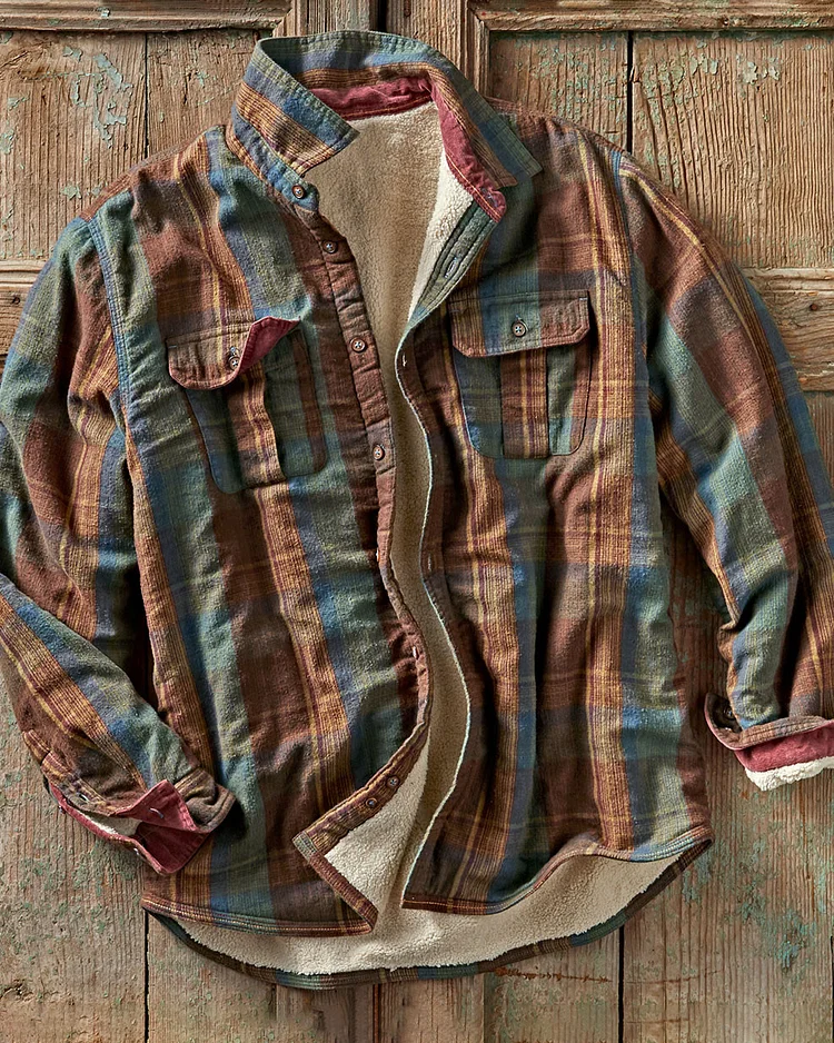 Casual retro check plus velvet jacket