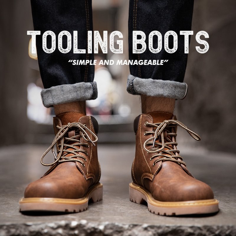 Vintage Leather Cargo Martin Boots Shoes