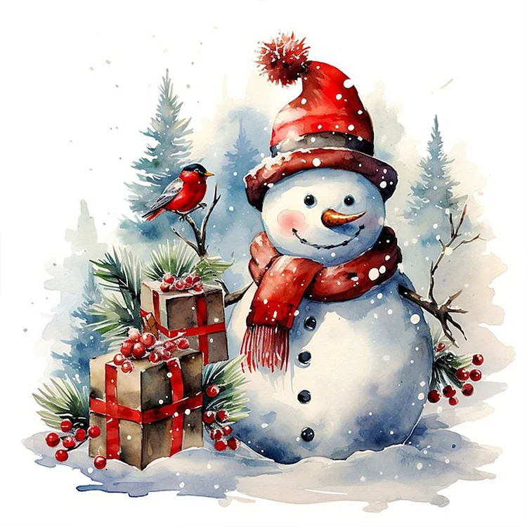 Xmas Snowman - Painting By Numbers - 40*40CM gbfke