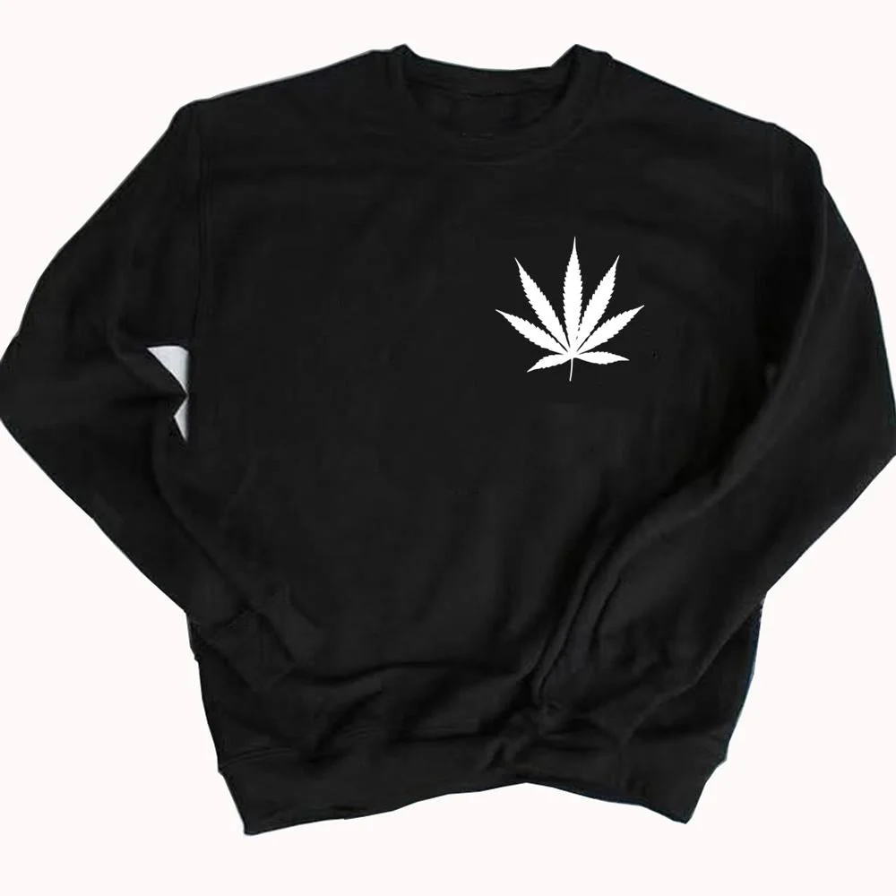 Weed Plant print Sweatshirts Leaf Graphic Sweatshirts Fashion Women pullovers Casual Cotton Funny Sweatshirts women's clothing