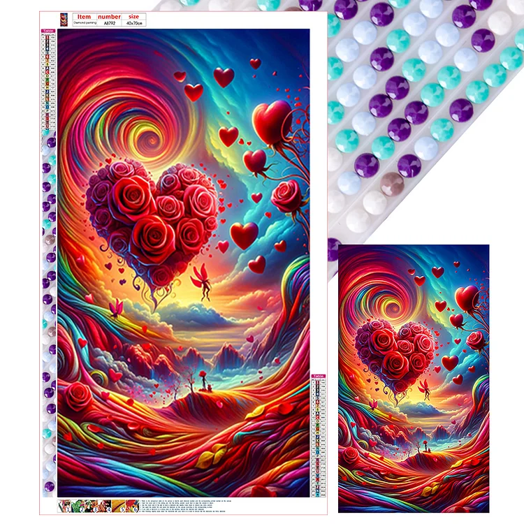 Dreamy Clouds Rose Love 40*70CM (Canvas) Full Round Drill Diamond Painting gbfke