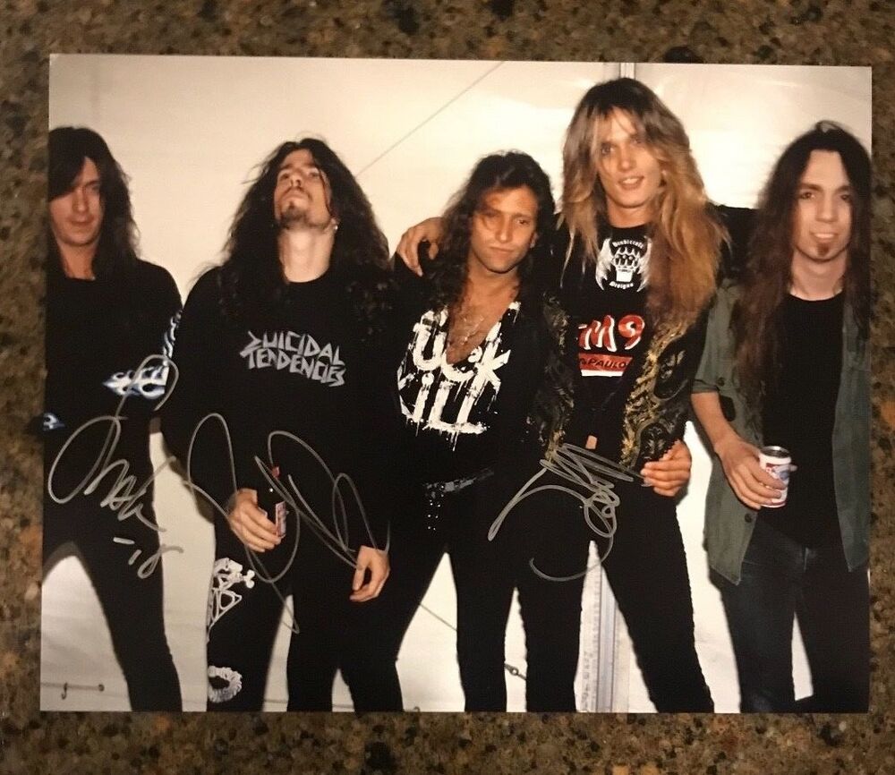 * SKID ROW * signed autographed 11x14 Photo Poster painting * SNAKE SABO, HILL, BOLAN * 4