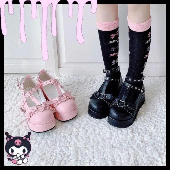 [Demon contract] Little Bat Dark Gothic Platform Doll Shoes SP15177