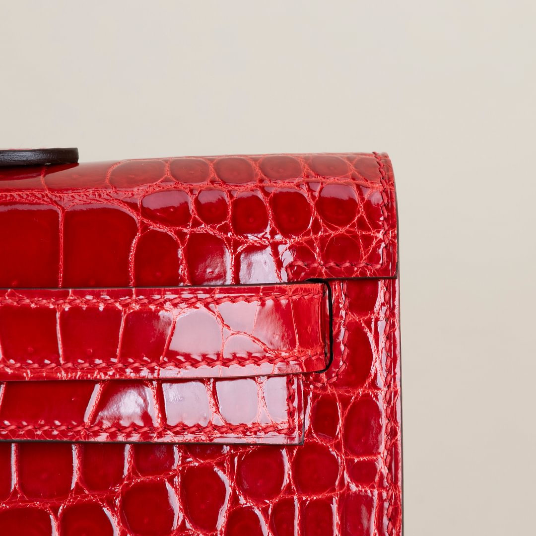 Kelly cut Shiny Porosus Crocodile 95 Braise GHW