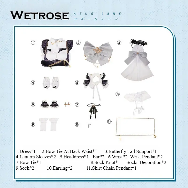 [Wetrose] In Stock Azur Lane HMS Cheshire Cat Heavy Cruisers Maid Outfit Cosplay Costume Halloween