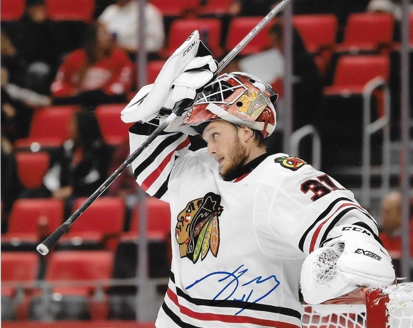 Anton Forsberg signed Chicago Blackhawks 8x10 Photo Poster painting autographed Hawks 3