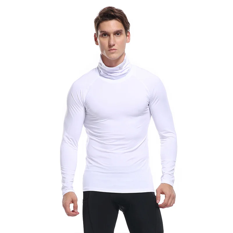 High Collar Long Sleeve Elastic Tight Quick Dry Clothes Outdoor Sports Sweat Clothes for Men
