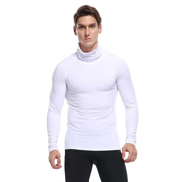 High Collar Long Sleeve Elastic Tight Quick Dry Clothes Outdoor Sports Sweat Clothes For Men
