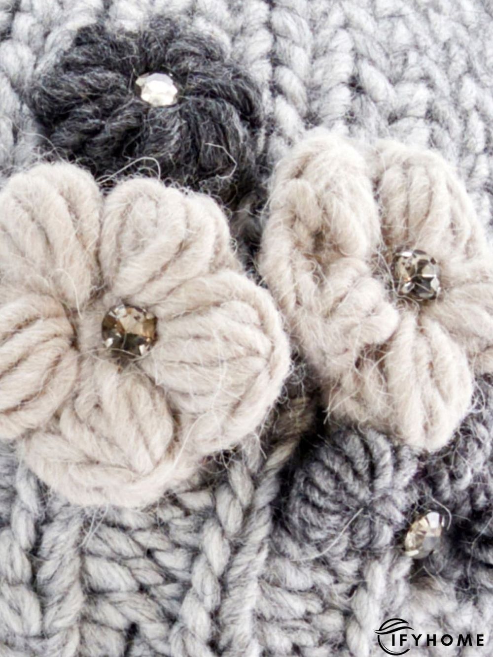 Grey Appliqu&eacute;d Knit Hat | IFYHOME