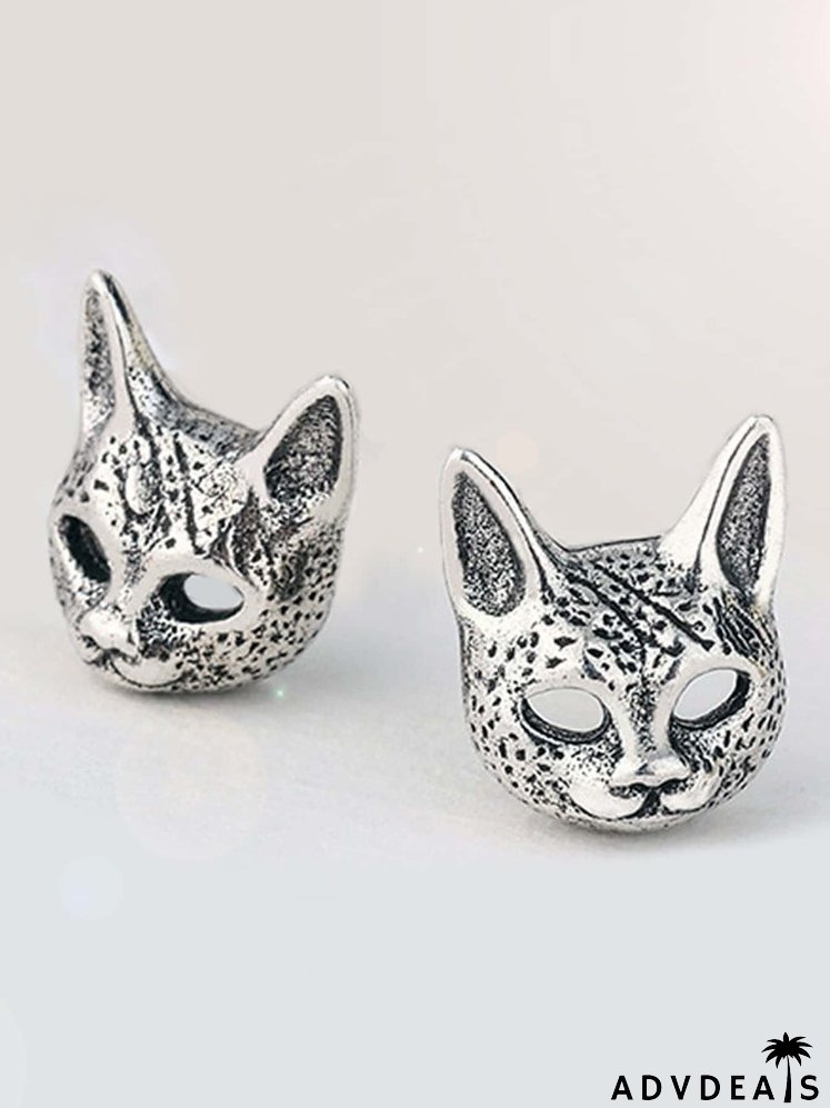 Cat Design Stud Earrings