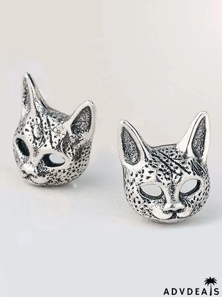 Cat Design Stud Earrings