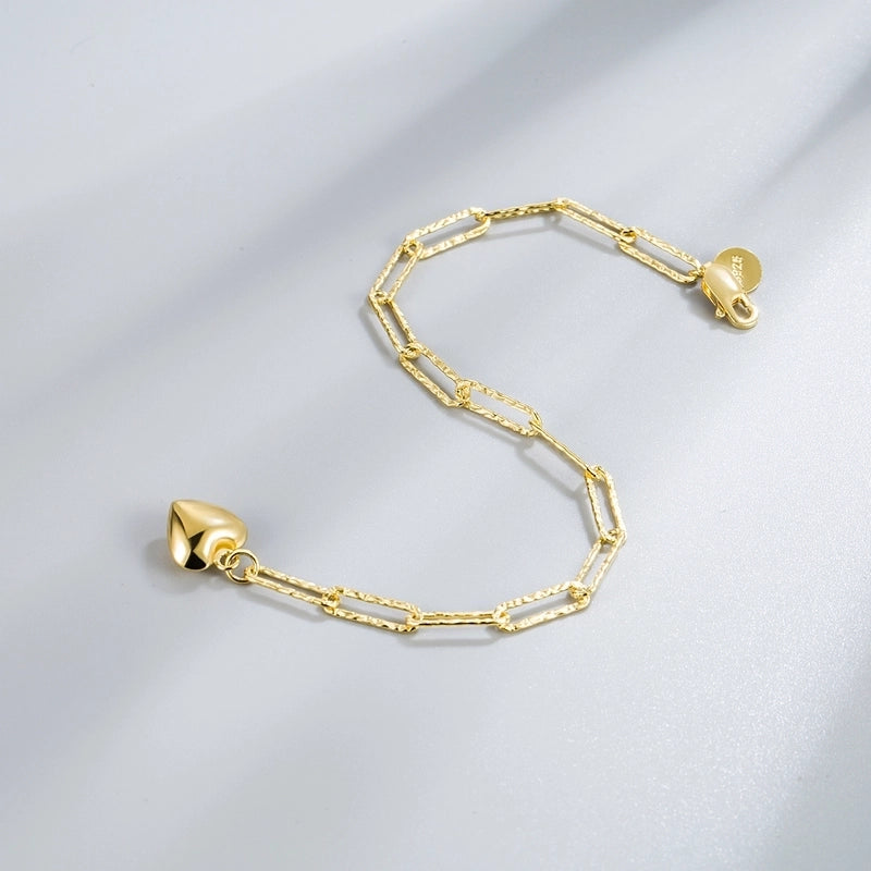 925 Sterling Silver Paperclip Chain Bracelets Minimalist Classic Style