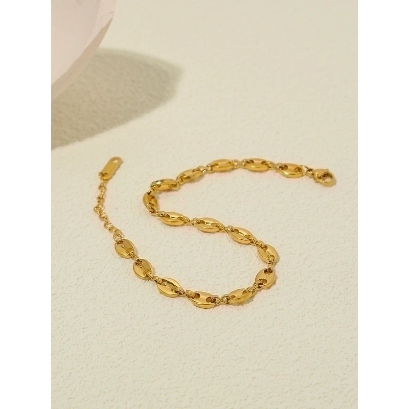 Minimalist Waves Heart Shape 304 Stainless Steel 18K Gold Plated Bracelets In Bulk