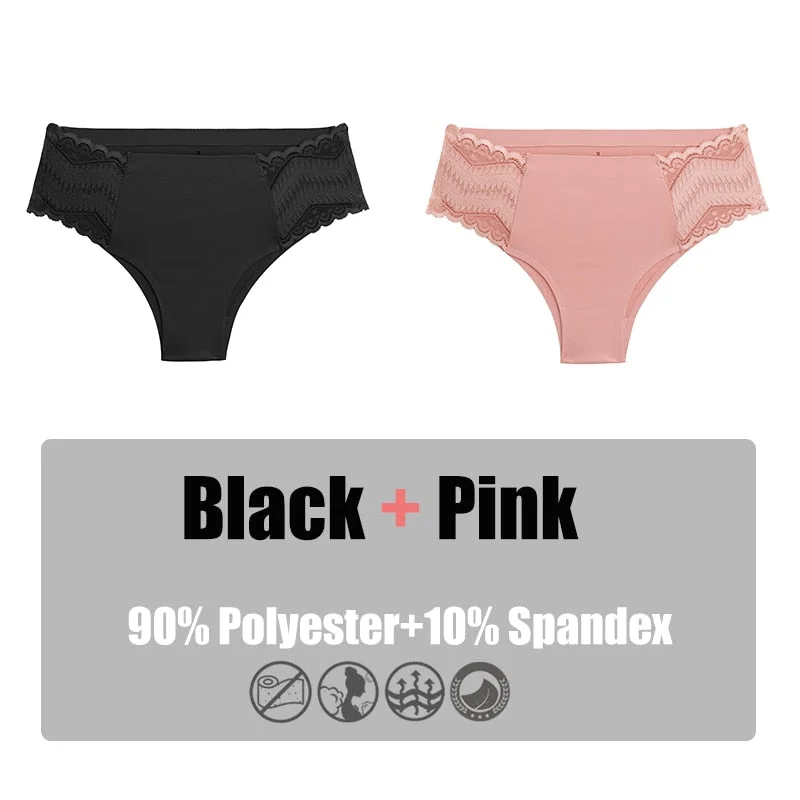 2PCS/Set Women Panties Lace Underwear Briefs Seamless Panties Sexy Lingerie for Female Intimates Underpants Floral Lace Pantys