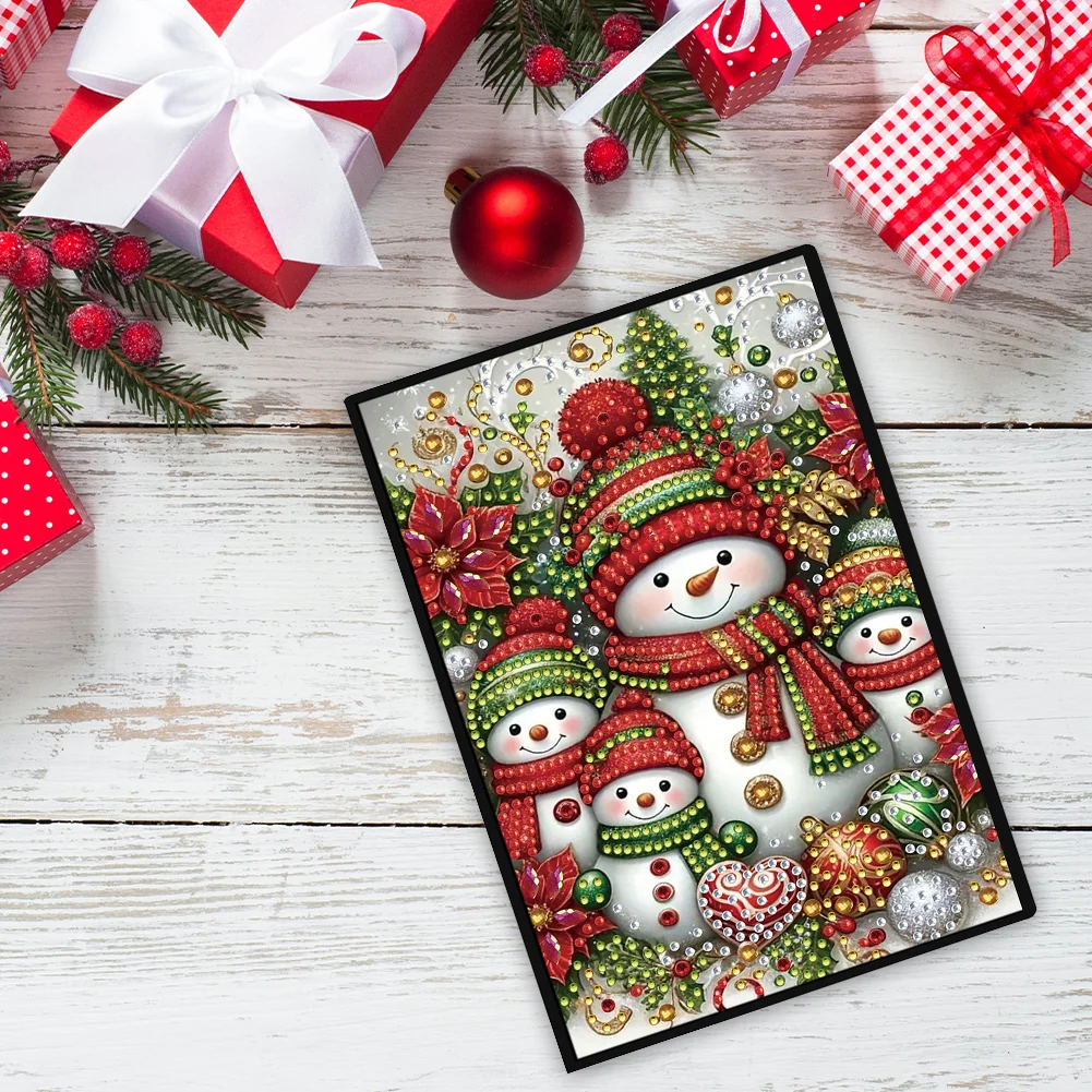50-Page A5 Snowman Diamond Painting Notebook for Adult Holiday Birthday Gift