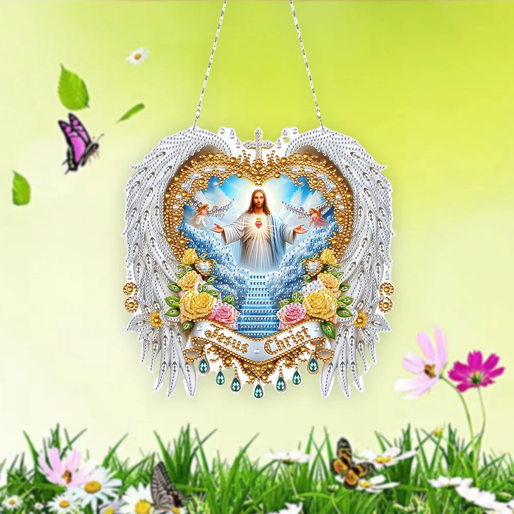 5D DIY Acrylic Jesus Special Shape Diamond Painting Dots Pendant Rhinestone Diamond Art Pendants