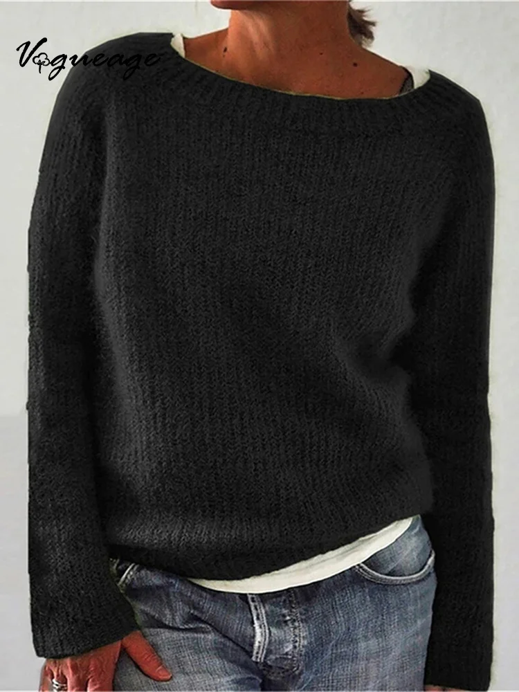 Fashionable And Simple Solid Color Knitted Sweater