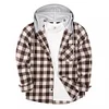 Men's 2024 New Loose Casual Long-sleeved Hooded Plaid Shirt