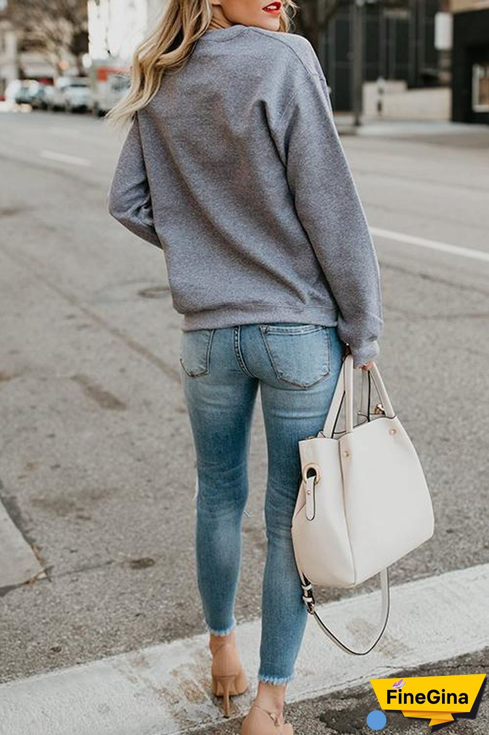 Round Neck Long Sleeve Letter Hoodie