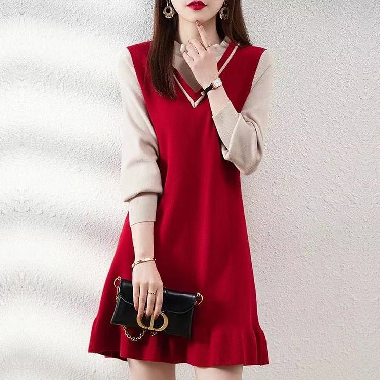 Long Sleeve Knitted Casual Dresses